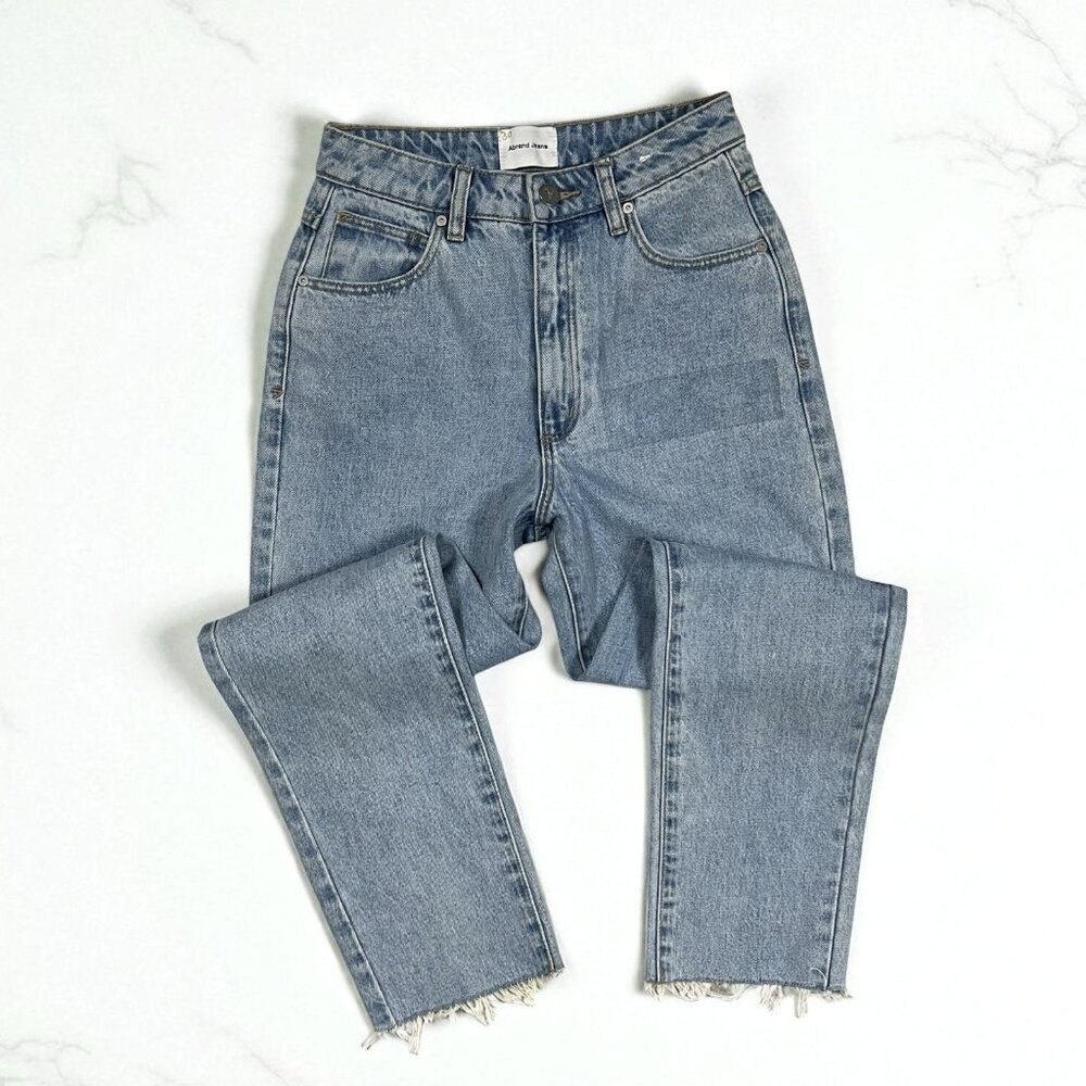 ABRAND '94 High Slim Jeans Size 26 / AU 8 Raw Hem Mom Fit Walk Away Wash Raw Hem